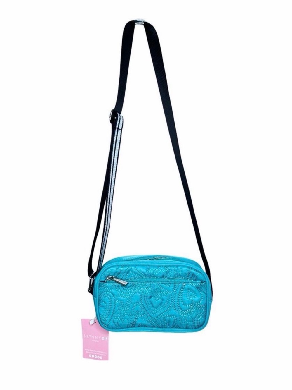 SkinnyDip London Millie Hearts Nylon Turquoise Camera Bag - 8" x 5" x 3”